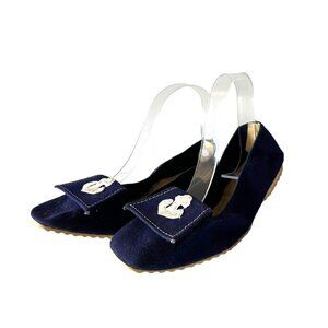 Vintage 60s Bertlyn New‎ York, Foldable Flats, Size Medium 6-6.5, Navy Canvas